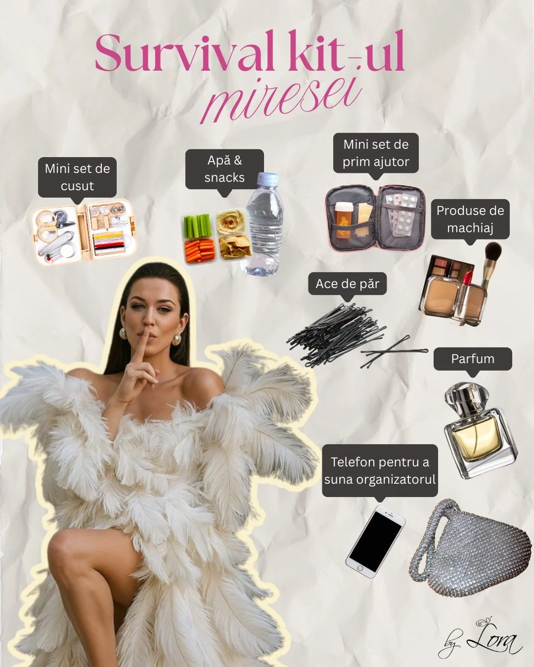 ✨ Ziua nunții vine cu emoții, surprize și... mici provocări.
Și chiar dacă nu putem controla totul, putem fi pregătiți pentru orice.

De aceea, noi la ByLora Events le spunem mereu mireselor noastre: cel mai frumos accesoriu este liniștea ta.
Un &bdq