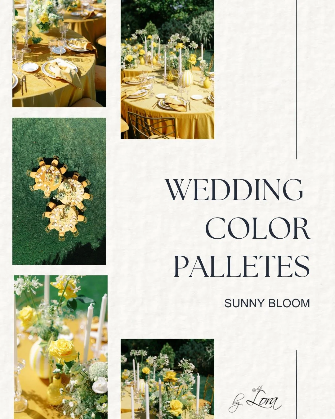 Te &icirc;ntrebi cum să alegi paleta ideală pentru evenimentul tău? 💭🌼

Răspunsul poate fi chiar &icirc;n farmecul vibrant al conceptului Sunny Bloom: o combinație radiantă de galben intens, verde proaspăt, accente aurii și alb delicat. &Icirc;mpre