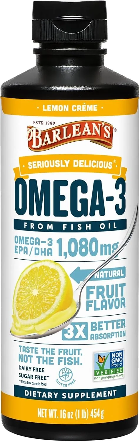 Bottle of Barlean's Omega-3 dietary supplement the better gut club gut health holistic healing