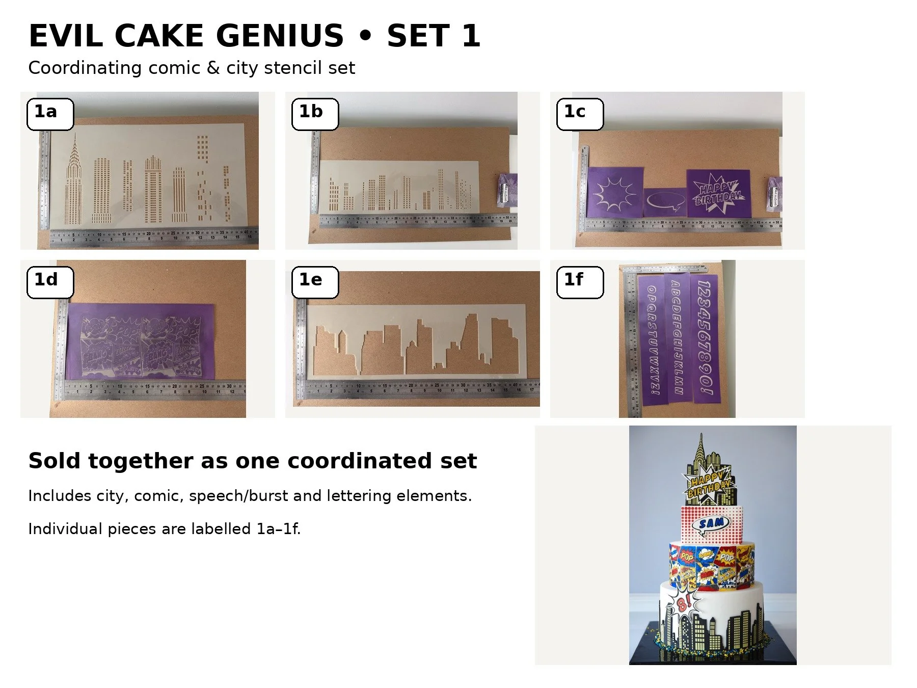De-stash - Evil Cake Genius - Comic stencil set