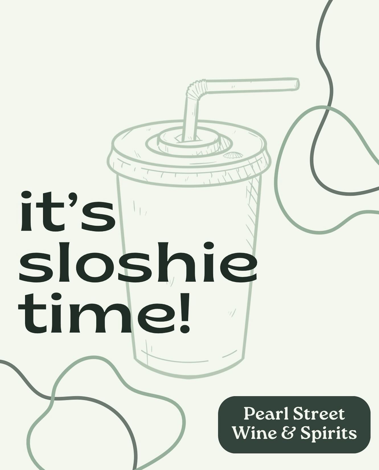 Alas! We&rsquo;re serving up sloshies! Mixed with fresh organic juices and local bitters! #sloshietime #pearlstreetwineandspirits