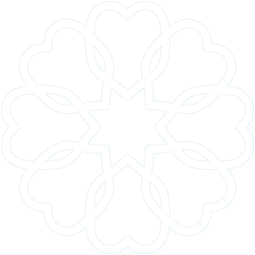 Outline of a decorative logo mark pattern.