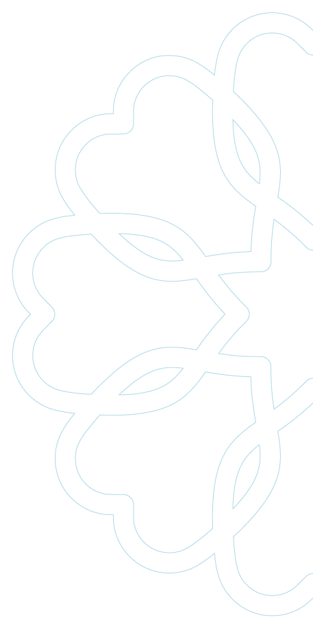 Outline of the business logo mark in light blue on a white background.