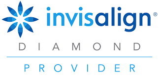 Invisalign Diamond Provider logo with a blue floral icon and text