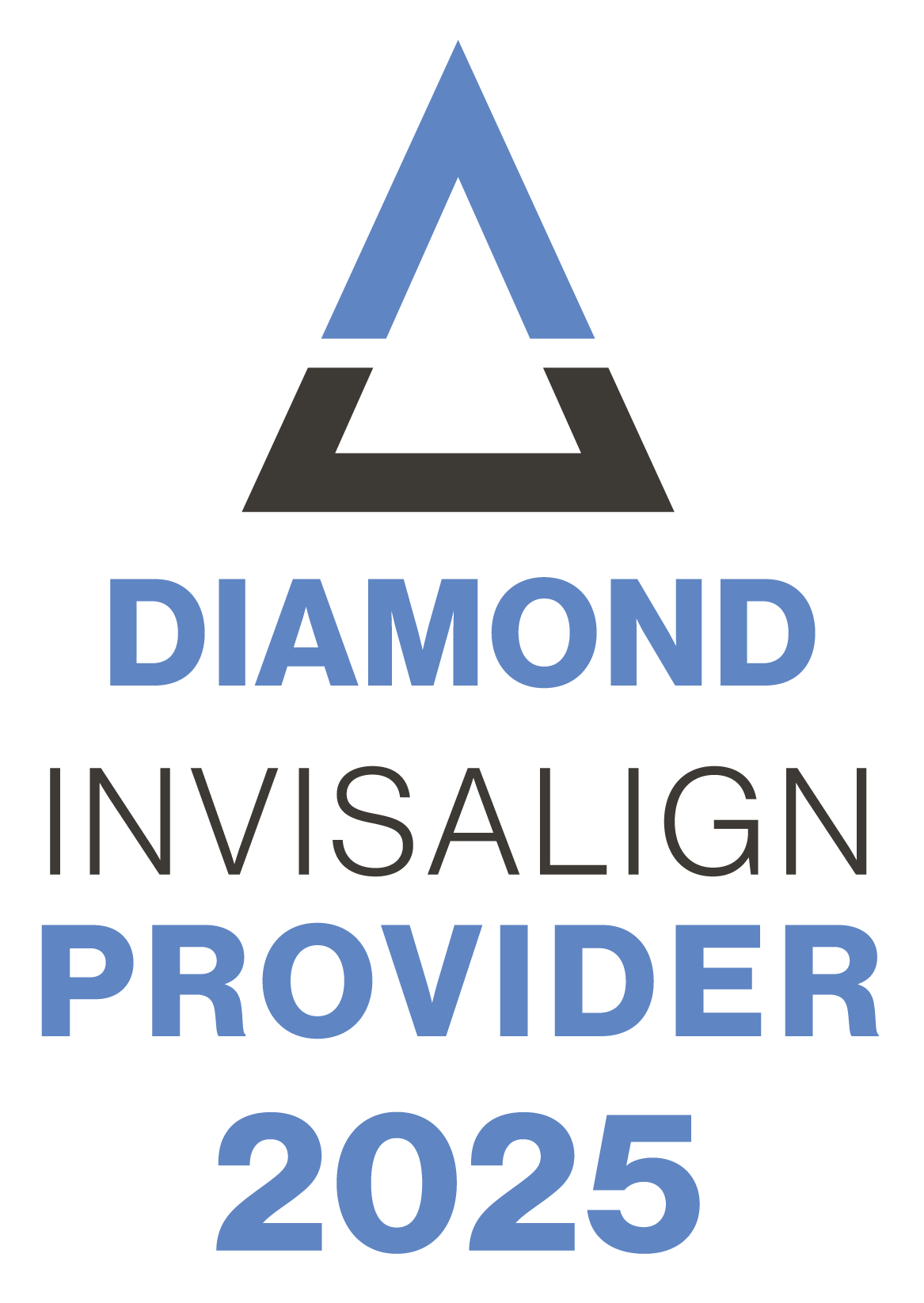 Logo for Diamond Invisalign Provider 2025 featuring a geometric triangle design.