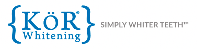 KöR Whitening Simply Whiter Teeth logo in blue and gray