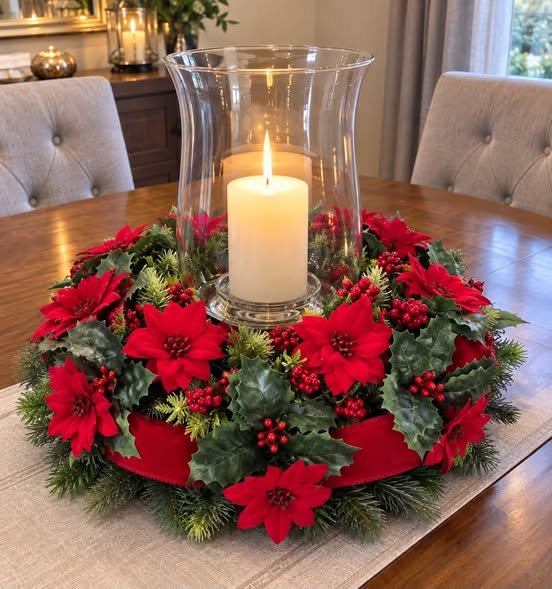 beautiful red poinsettias wreath/ arrangement