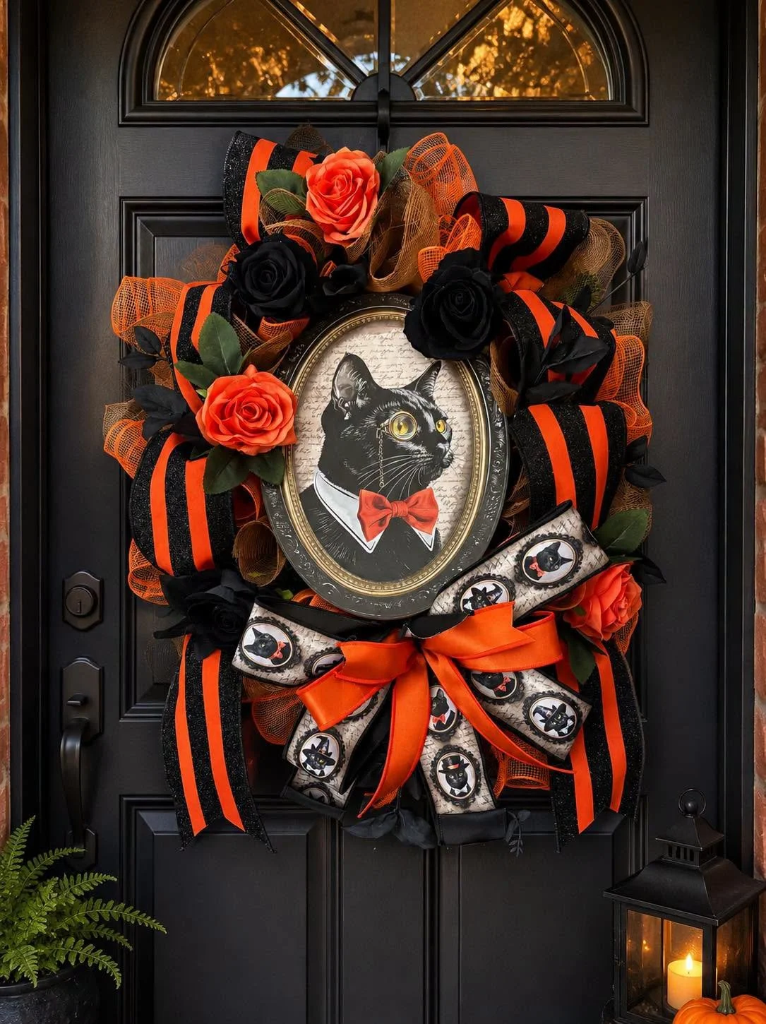 black cat sign wreath