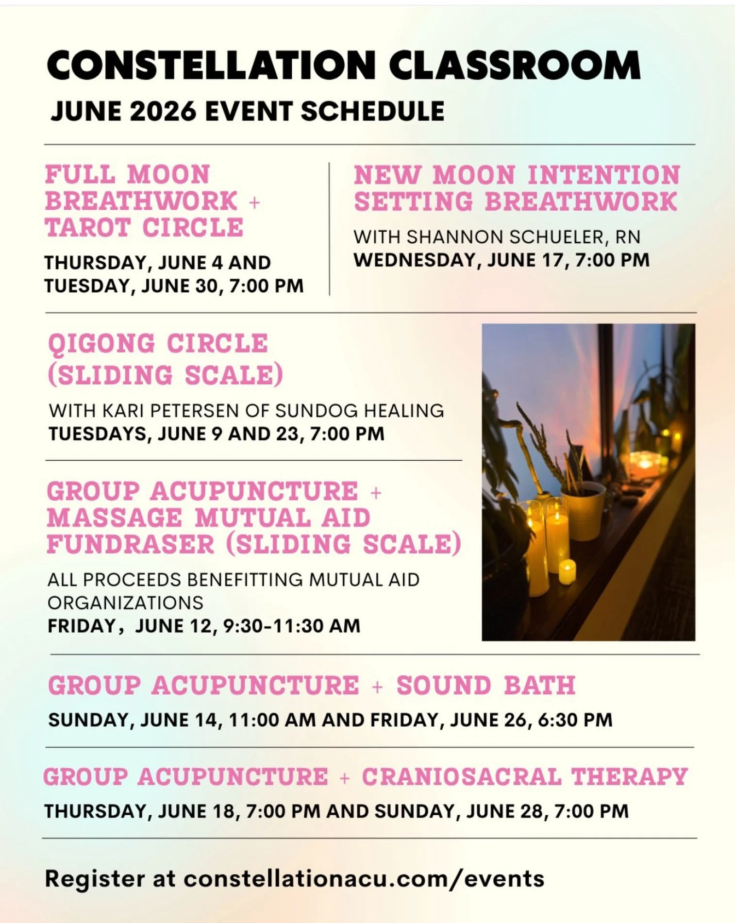 ✨ SPRING FOREST QIGONG CIRCLE (SLIDING SCALE)
Tues, June 9 at 7pm
Tues, June 23 at 7pm
60-minute gentle practice of breathing techniques, mindful movement, and group healing meditation with Kari Petersen of Sundog Healing.