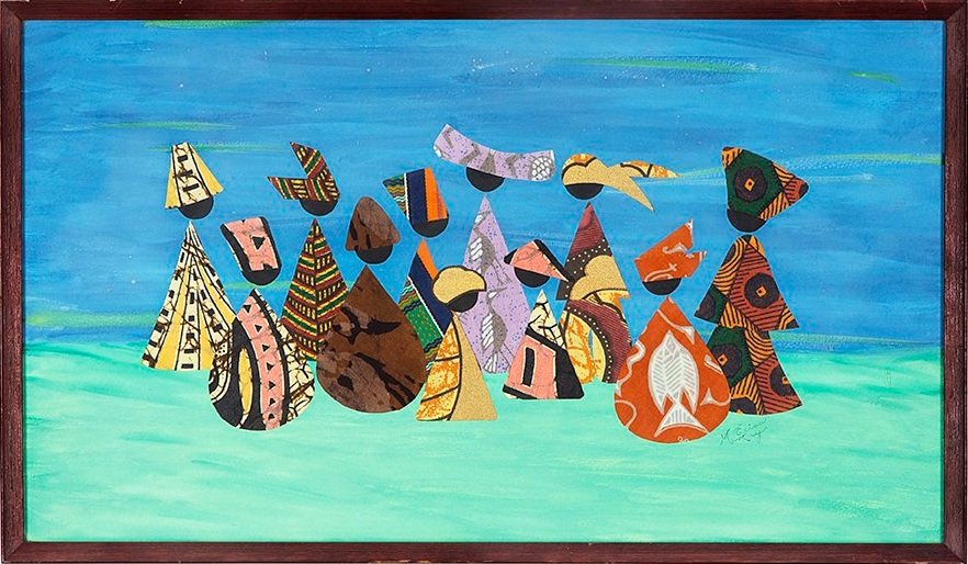 A Gathering of Women #2, 1994
Collage, Watercolor on Paper
13 1/2 x 22 3/4