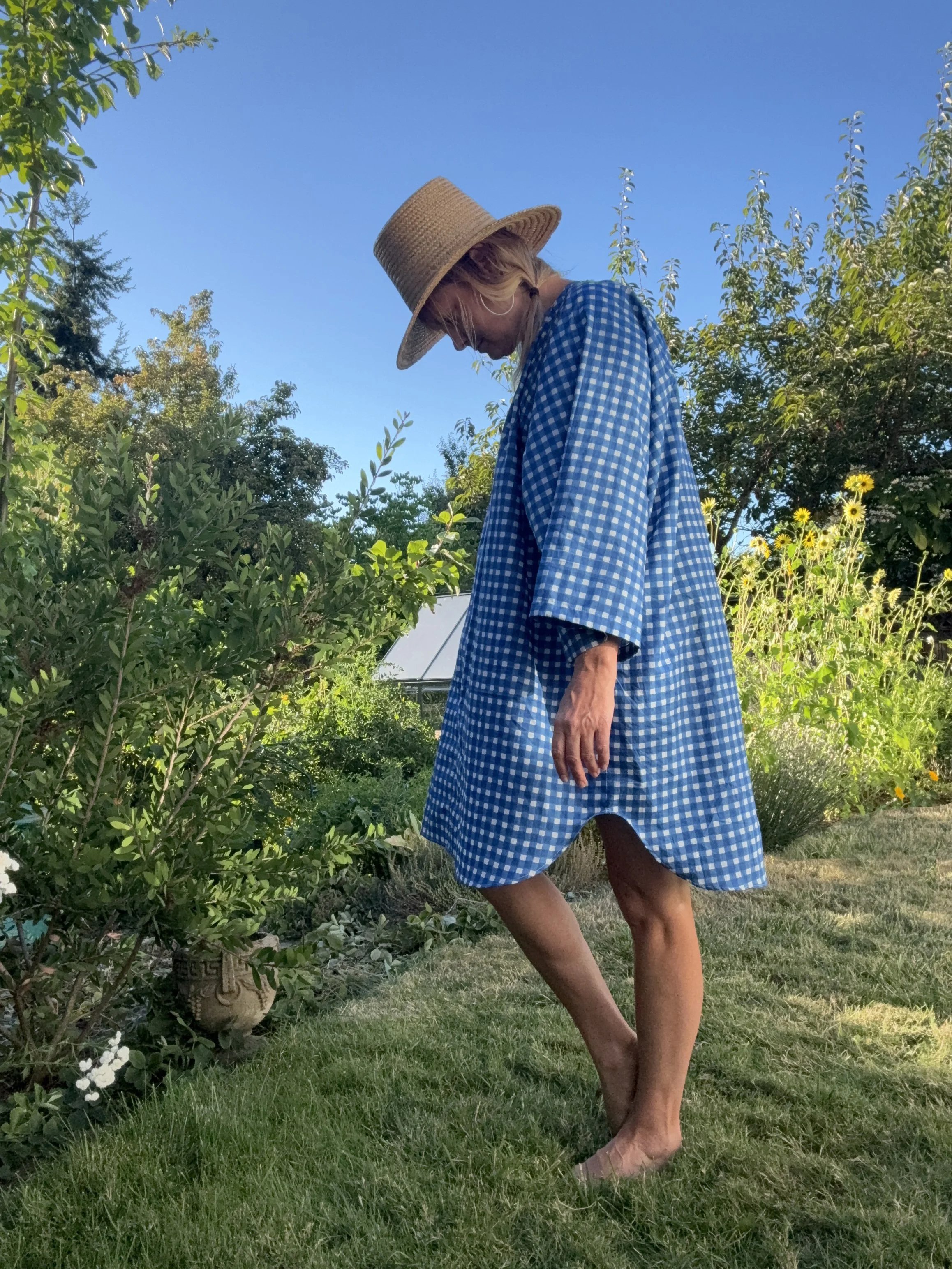 Gardener's Caftan, blue check