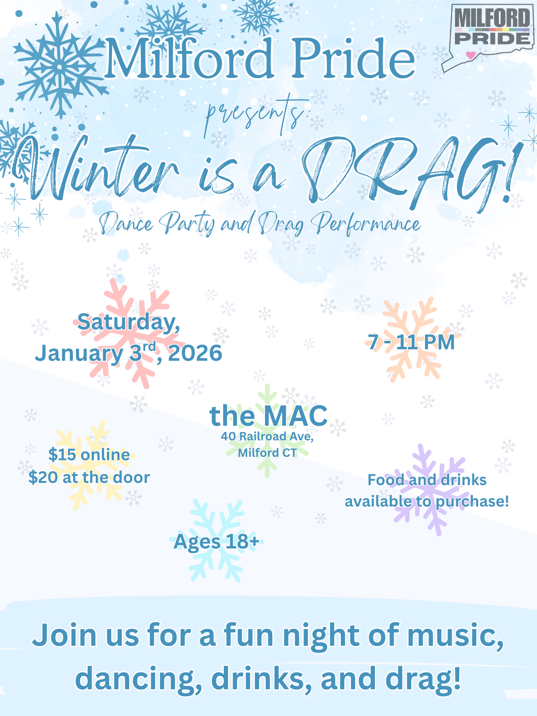 Milford Pride “Winter Is a Drag” Dance Party