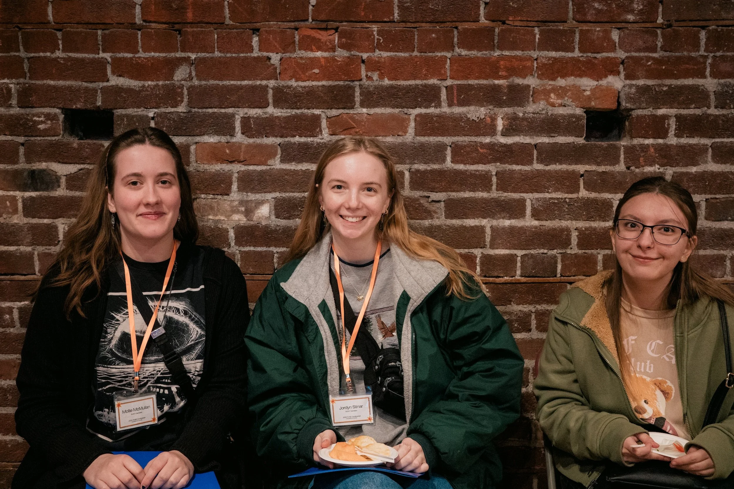 Photo of three undergraduate participants at the 2025 FUSE: Society for Student Editors Conference at Susquehanna University.