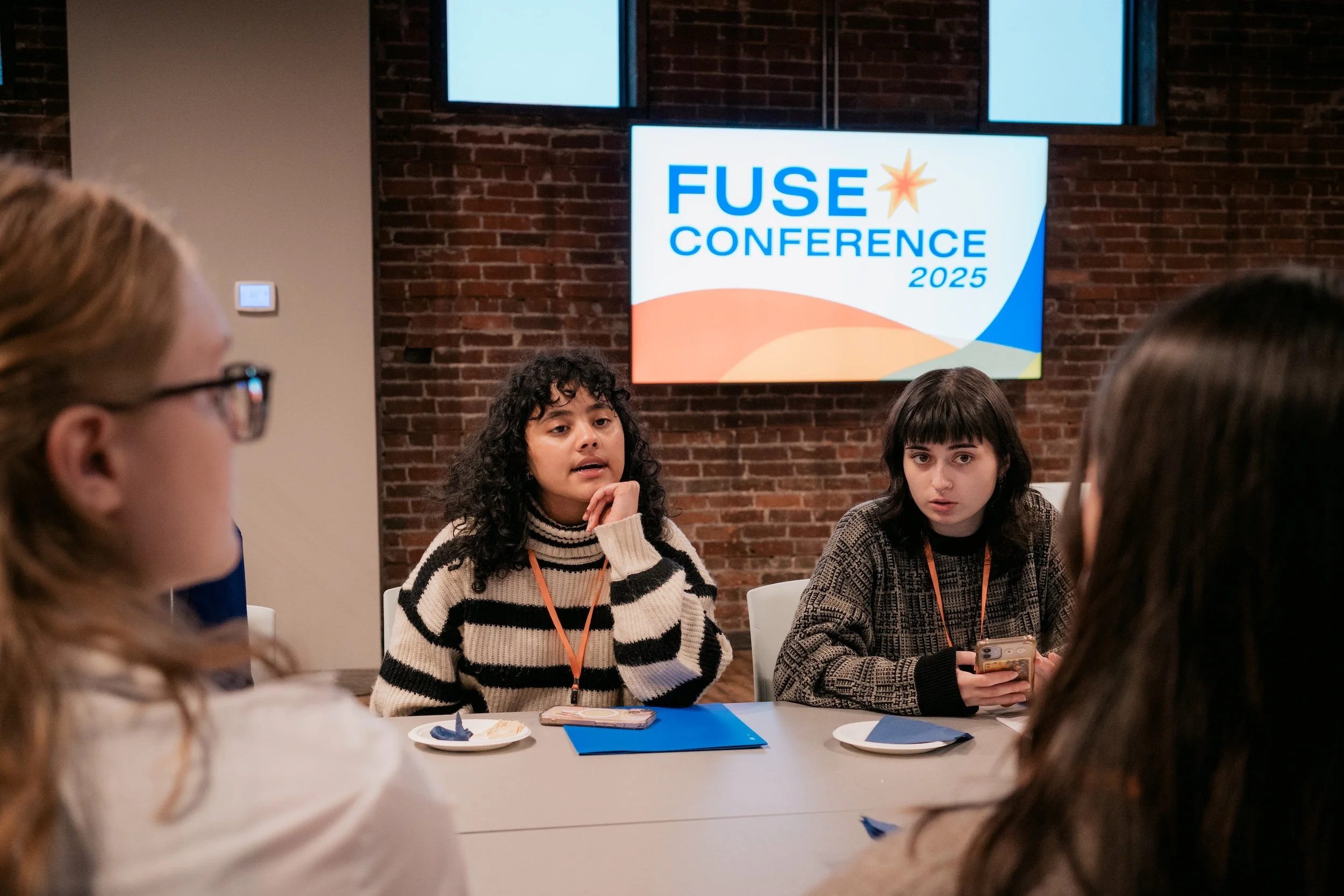 Photo of four undergraduate participants at the 2025 FUSE: Society for Student Editors Conference at Susquehanna University.