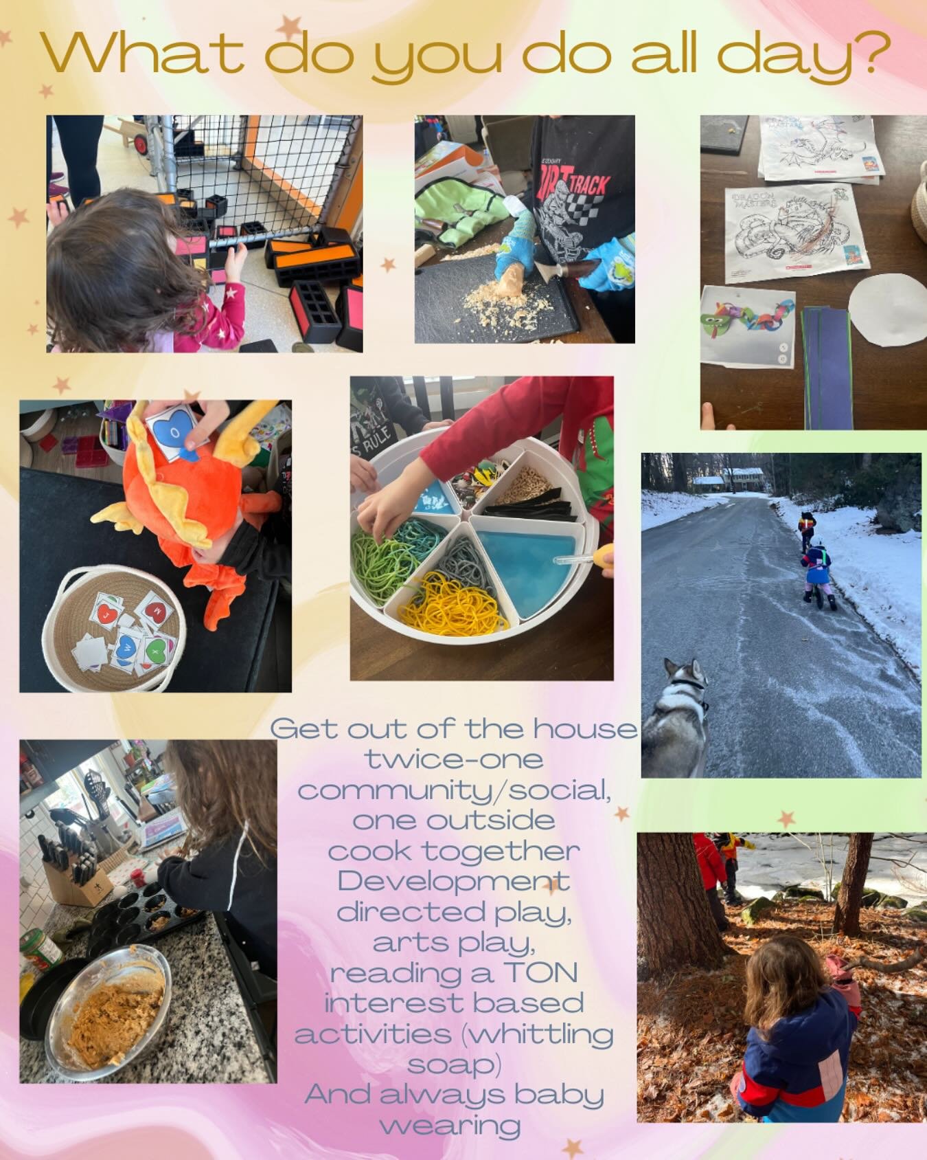 Making the most of the days I don&rsquo;t work. I prep on the weekend when I can or the day before to make the days manageable and fun for all. I&rsquo;m always looking for activity inspiration to encourage play, development, learning and fun for the
