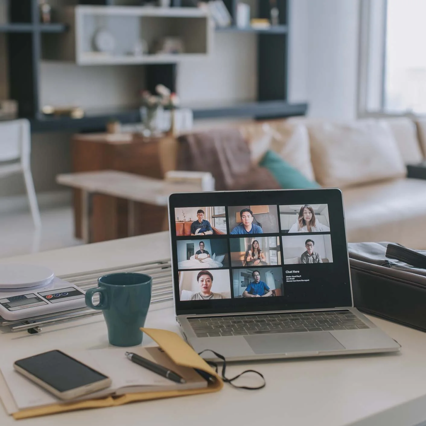 A zoom meeting on a computer.
