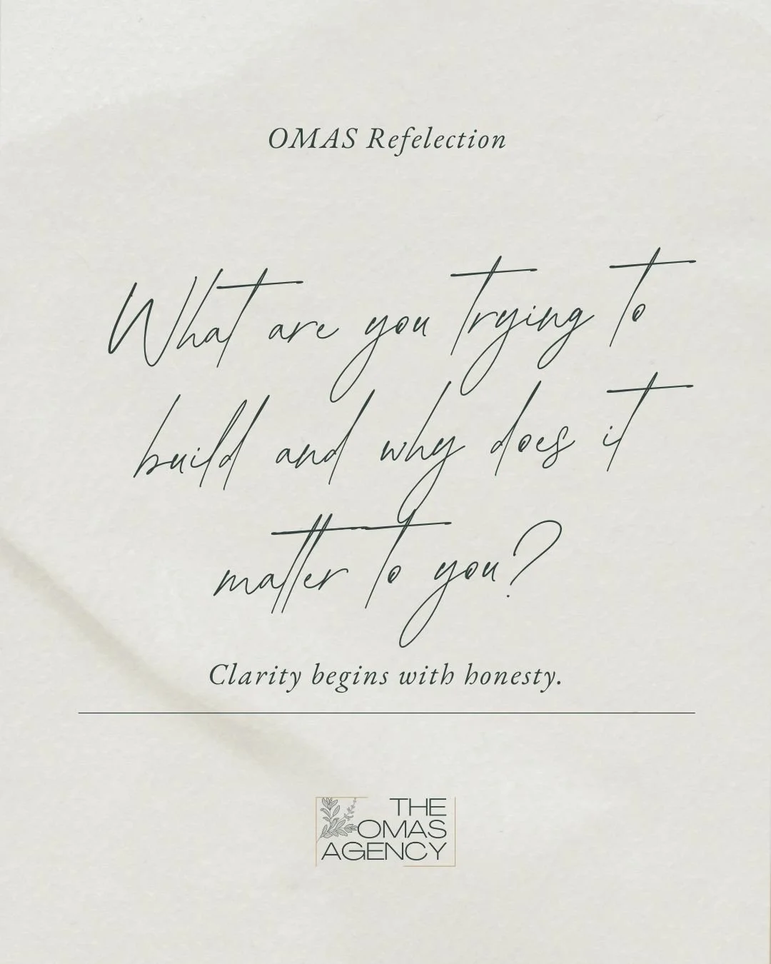 Before you define a strategy, you need clarity.

Not just about what you want to build, but why it matters to you in the first place.

This week, we begin with that question.

Take a moment to sit with it before you move forward.

#OMASReflection
#Vi