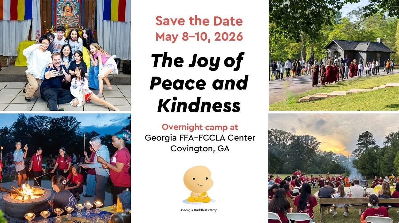 Georgia Buddhist Camp children family meditation walk for peace monks