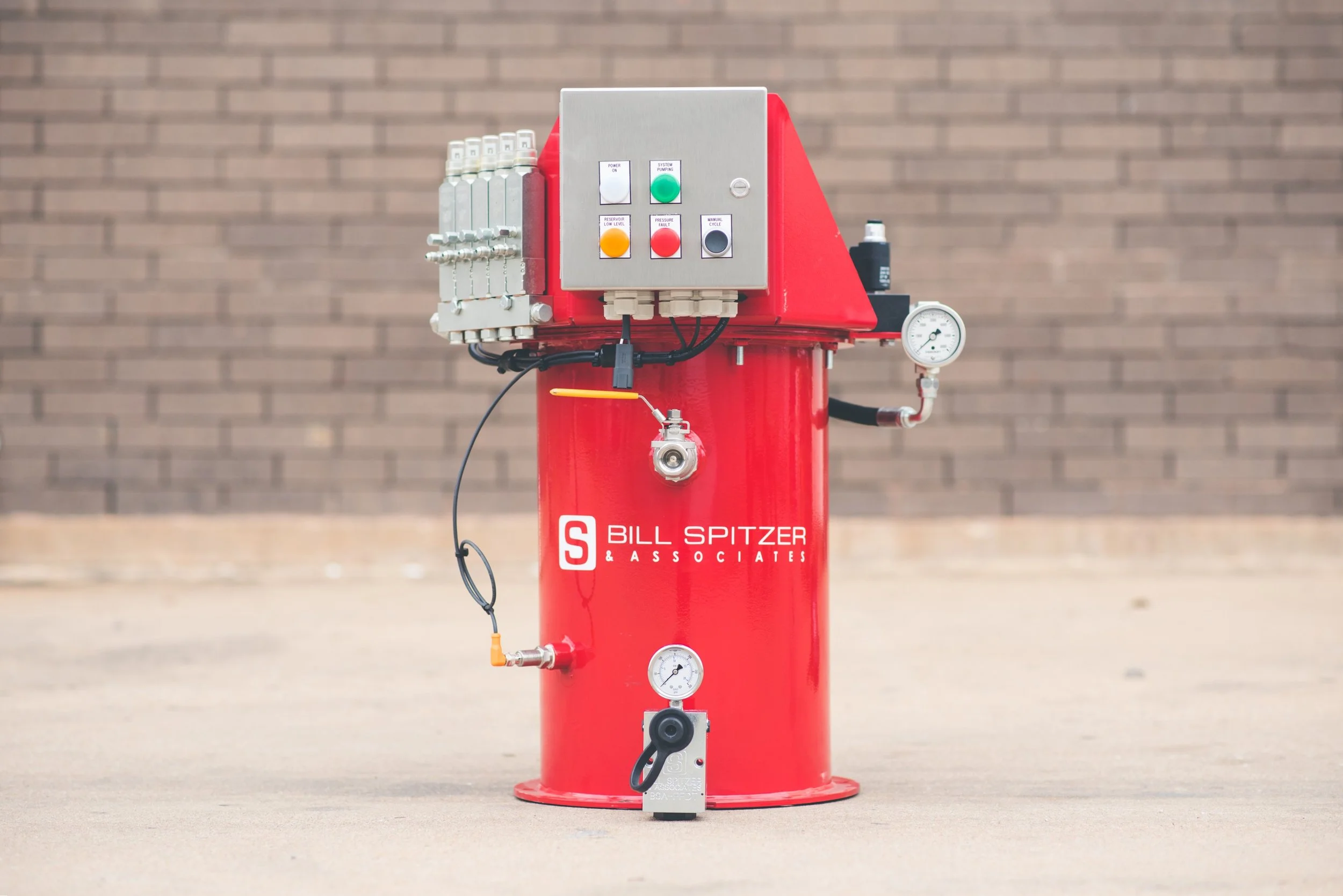 Automated lubrication system with control panel and gauges by Bill Spitzer and Associates