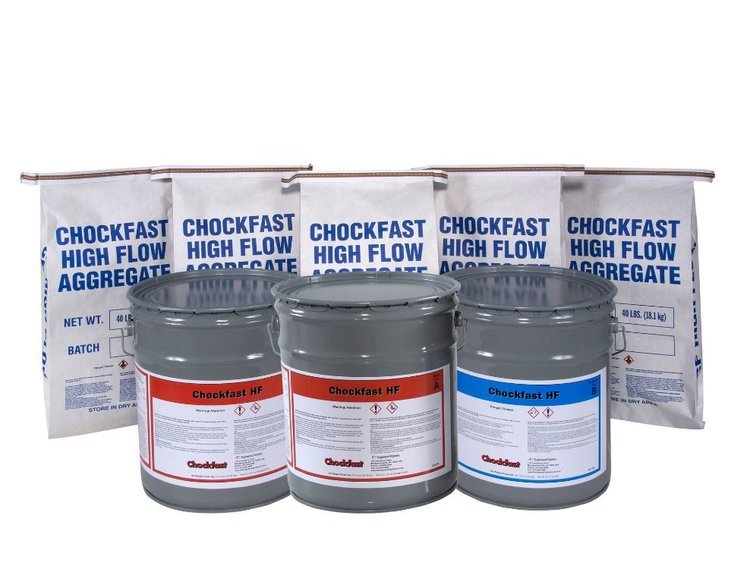 Chockfast Red Versaflow pumpable epoxy grout for elevated and long-distance grouting