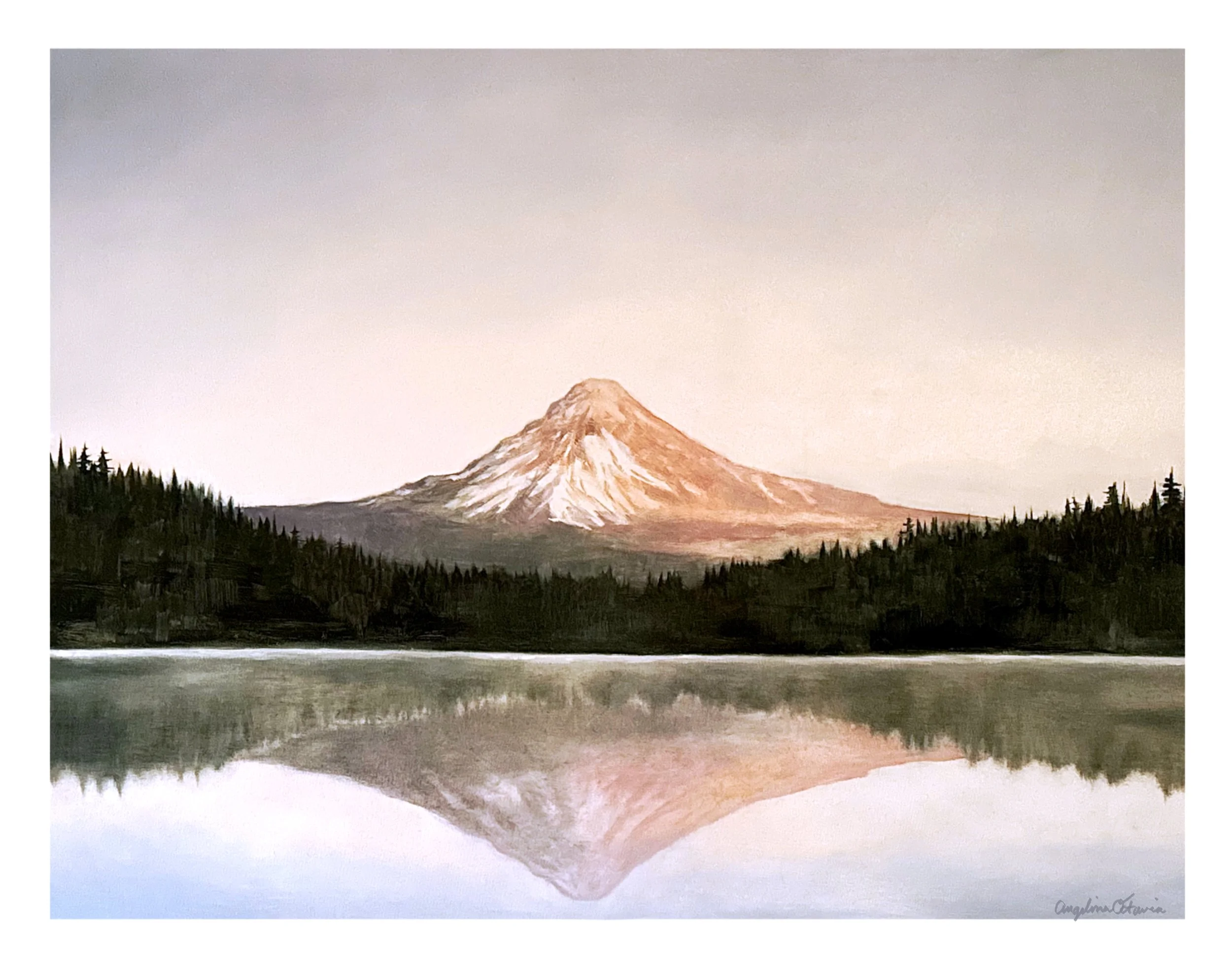 Painted live for Kiwanis McMinnville Oregon 
3ft x 4ft Mt hood Trillium Lake