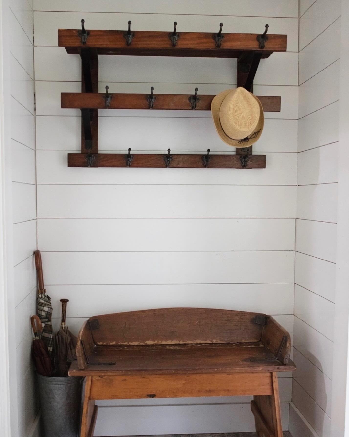 Took the doors off of this hallway closet. Now these antique pieces can shine and there is access to the whole space without fighting the slider doors.