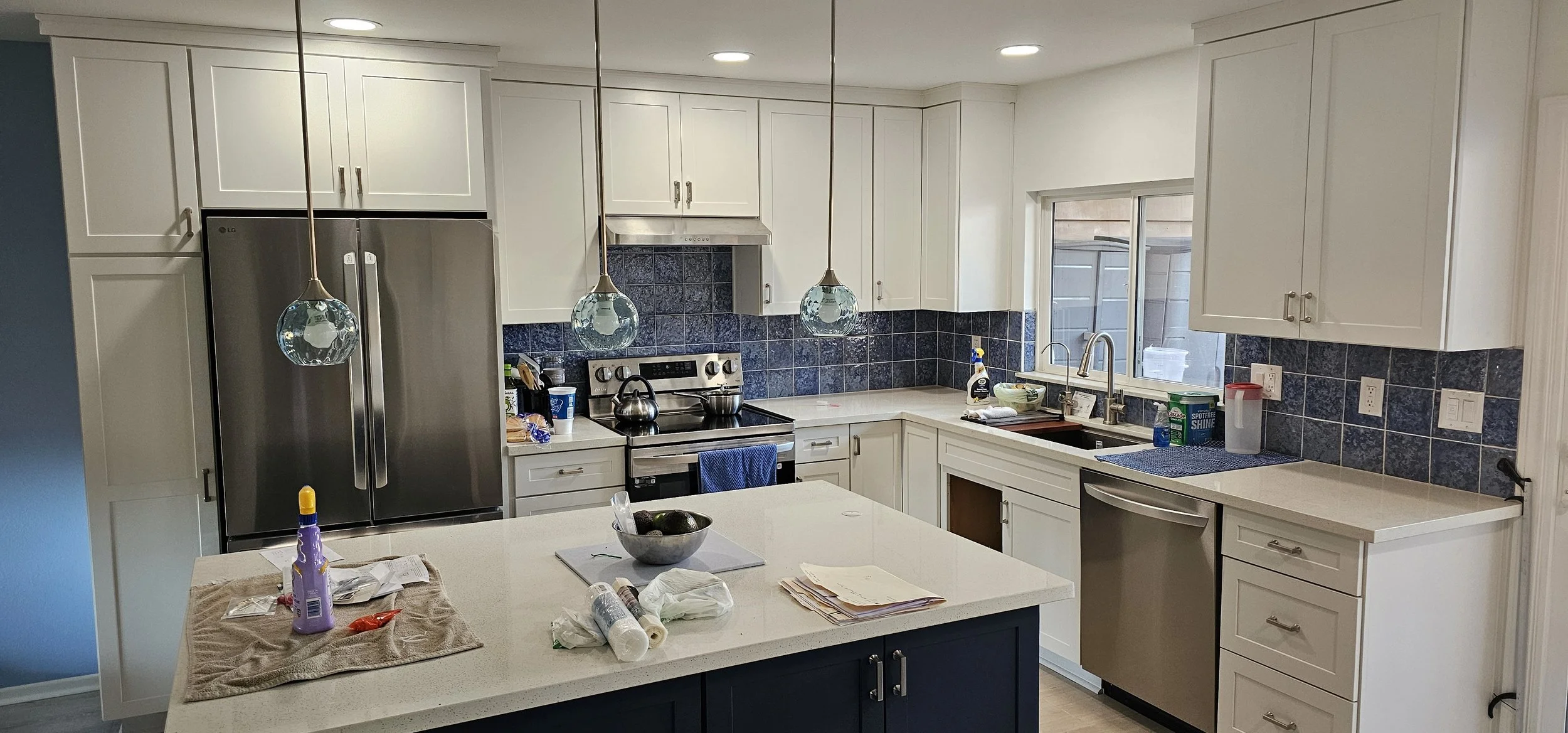 Kitchen cabinets and island