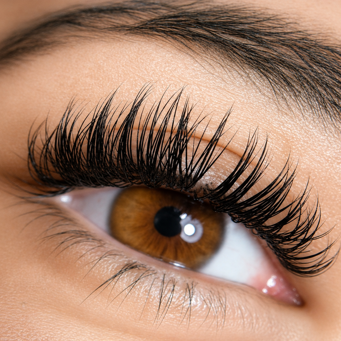 hybrid eyelash extensions made by our licensed experienced lashist