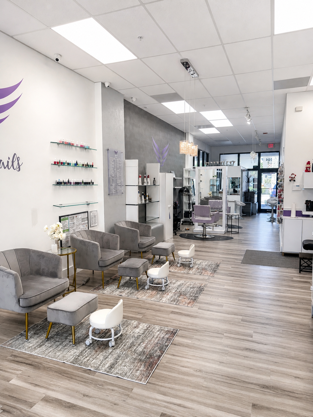 pedicure chairs of our top nail salon in kendall fl where customers get high quality pedicures with the best materials in miami