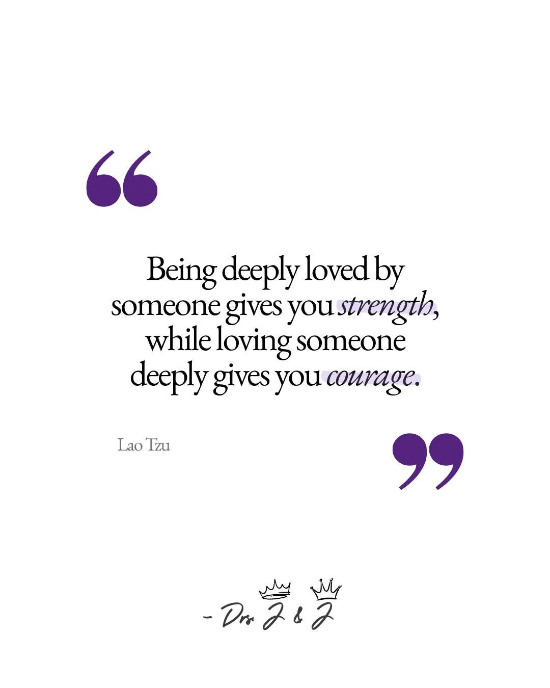 Are you missing strength or courage in your relationship?! 💜 

Maybe one, both, or maybe neither.
Love is powerful and choosing to love can be transformative. 

#DrsJJPodcast#RelationshipAdvice #CouplesTherapy #HealthyMarriage #Wear2Crowns