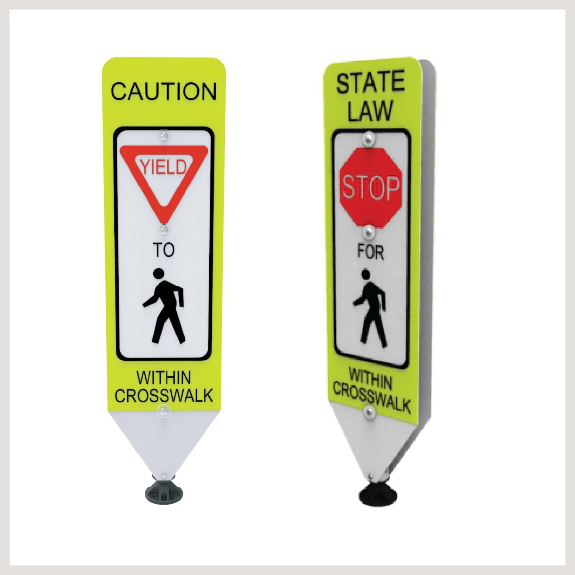Two signs marked 'Caution' and 'State Law,' highlighting essential safety regulations and legal guidelines for the public.