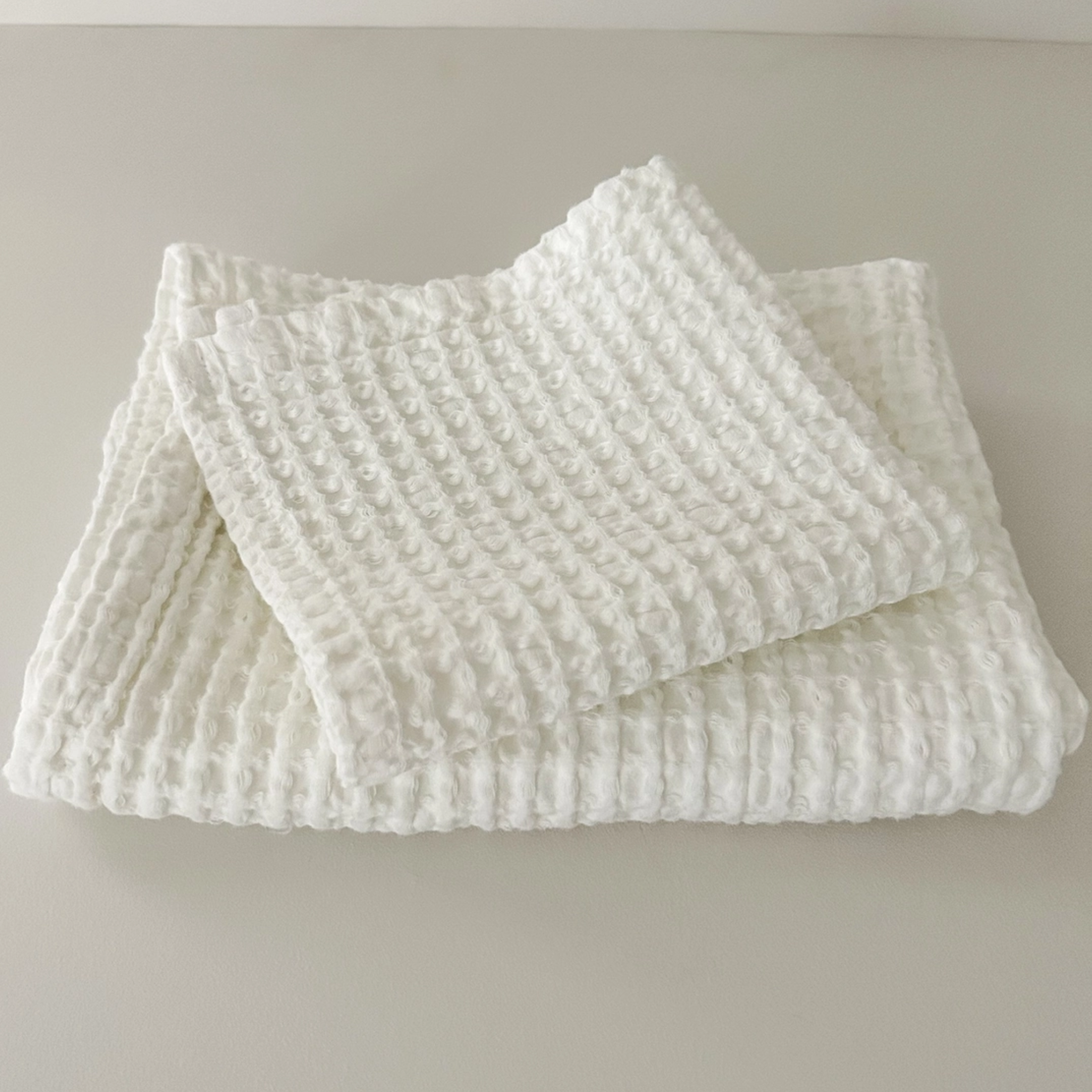 White Organic Cotton Waffle Face Cloth