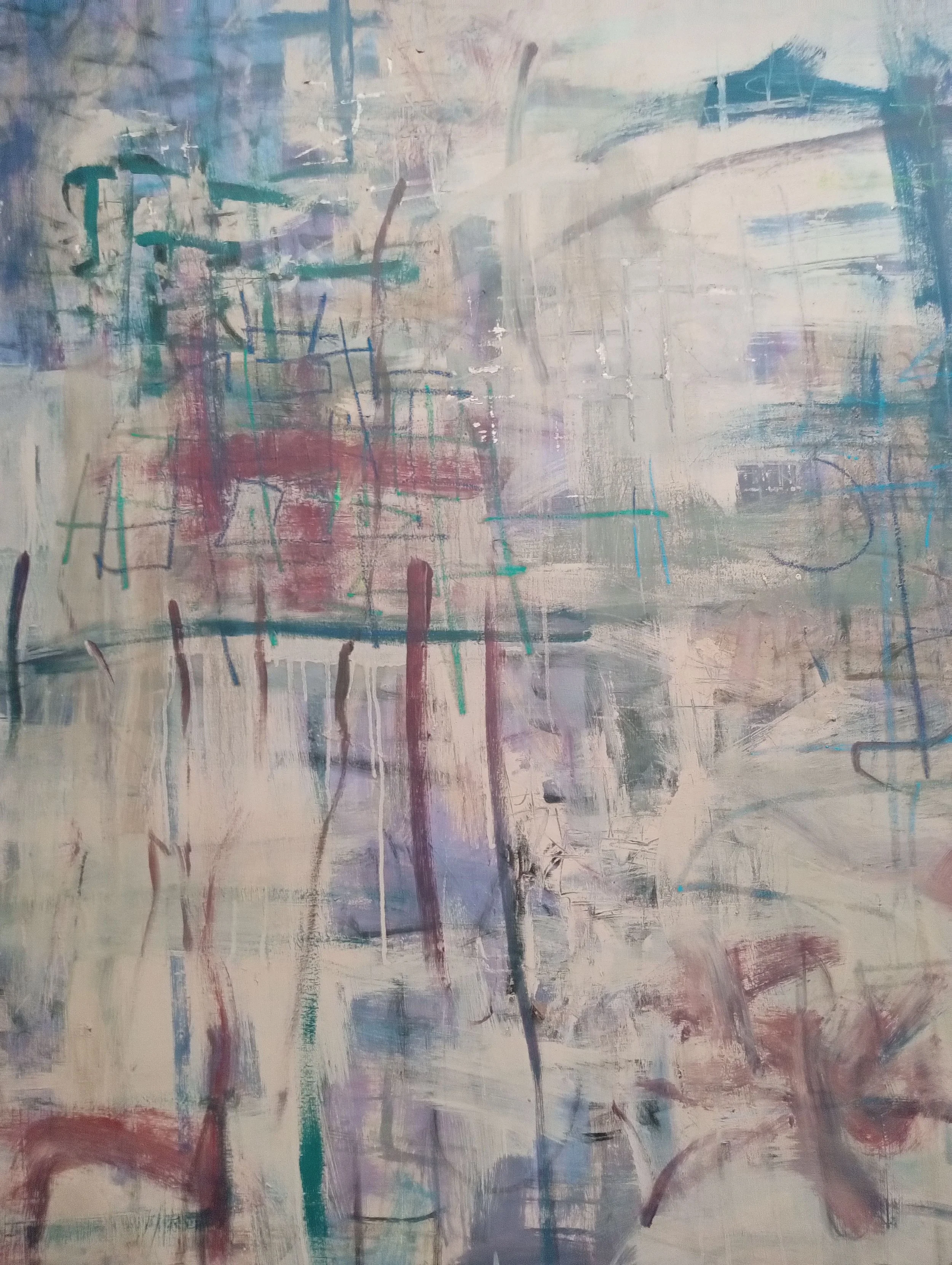  Acrylic paint, oil pastel, clay slip and matt medium on canvas, 60×48, 2025 