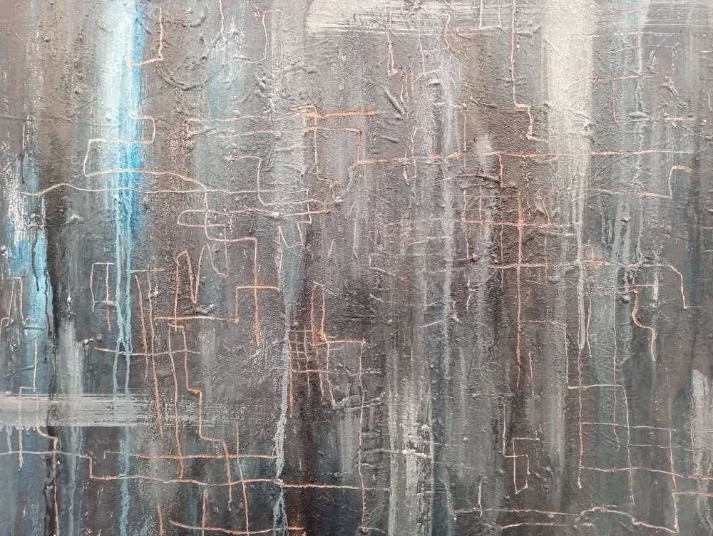  Acrylic paint, sumi ink and clay slip on canvas, 30×40, 2025 