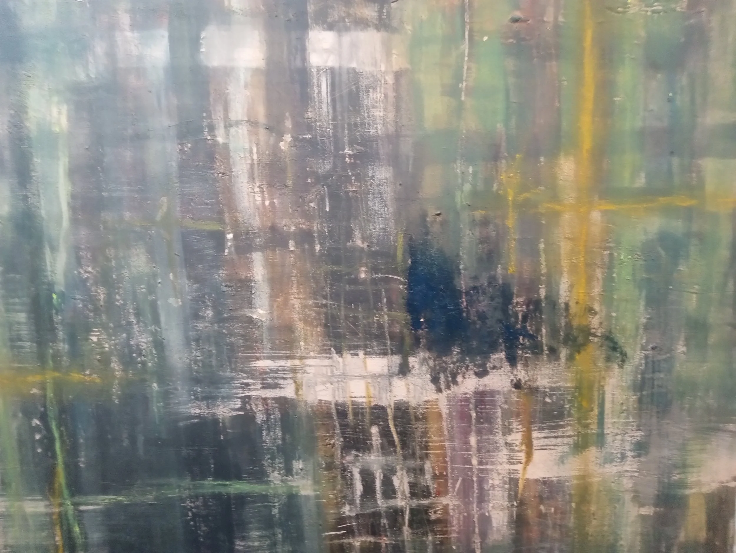  Clay slip, acrylic paint, oil paint, and sumi ink on canvas, 36×48, 2026 