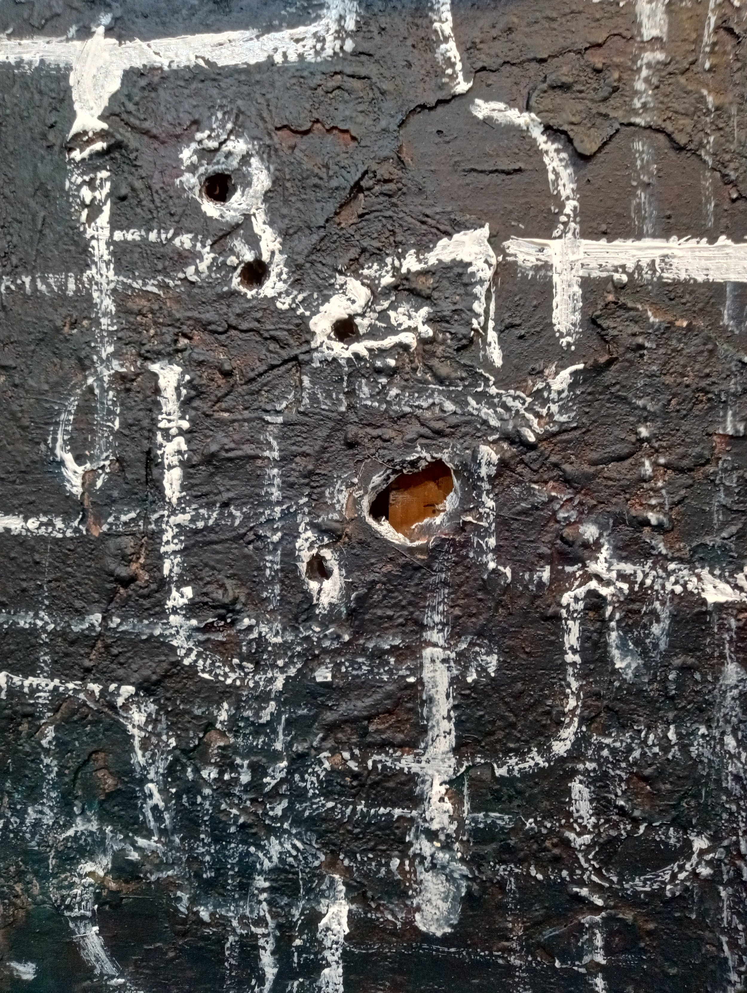  Clay slip, acrylic paint and Sumi ink on canvas, 36×24, 2026. 