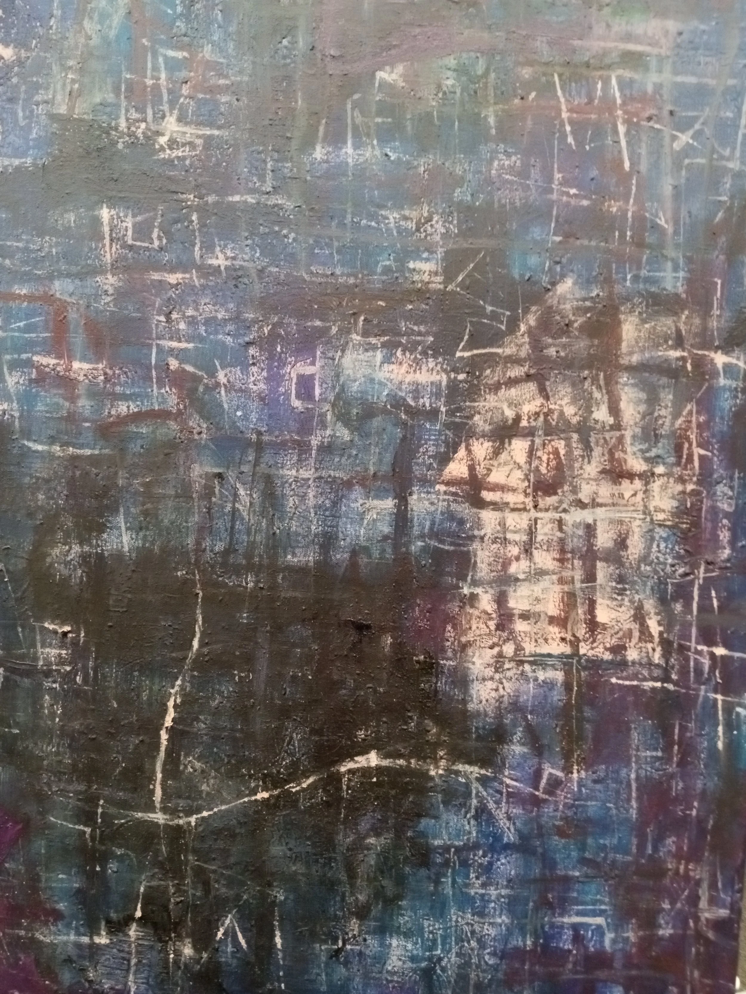  Clay slip, acrylic paint, oil pastel and Sumi ink on canvas, 36×24, 2025 