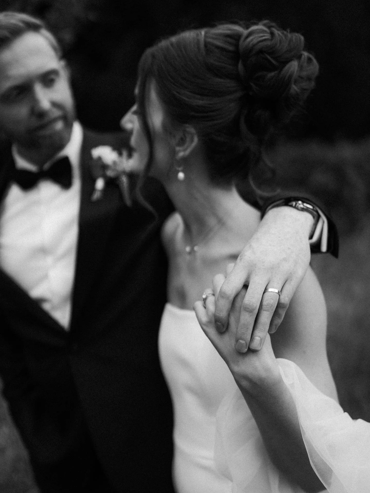 My aim is to capture essence of the day authentically. My colour edit is filmic to complement the tones of 35mm film and the couples who choose that within their coverage. But there&rsquo;s always room for some creativity. For some shots, black and w