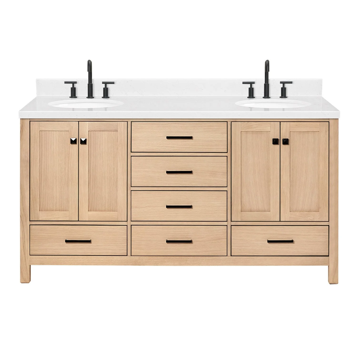 66" Oak Freestanding Double Sink Vanity