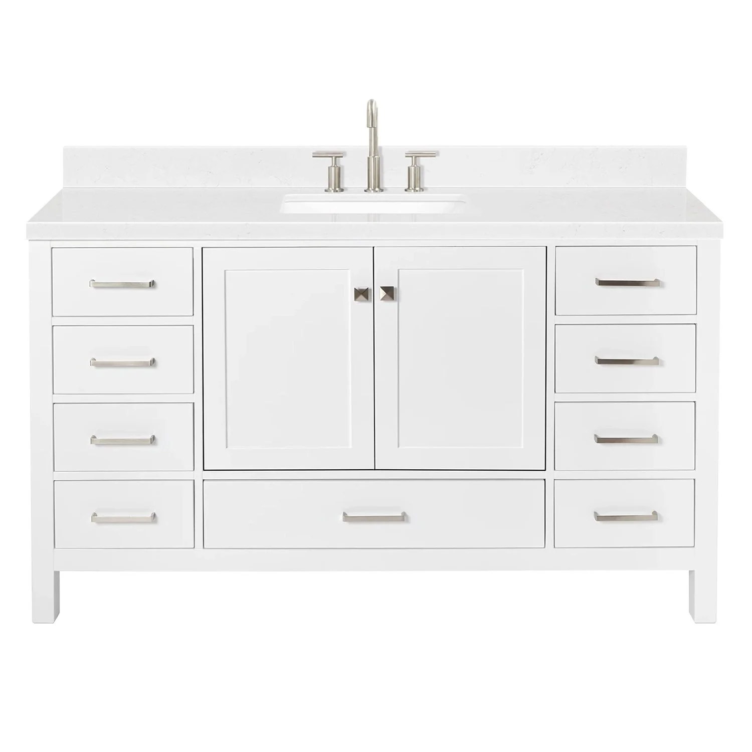 60" White Freestanding Single Sink Vanity