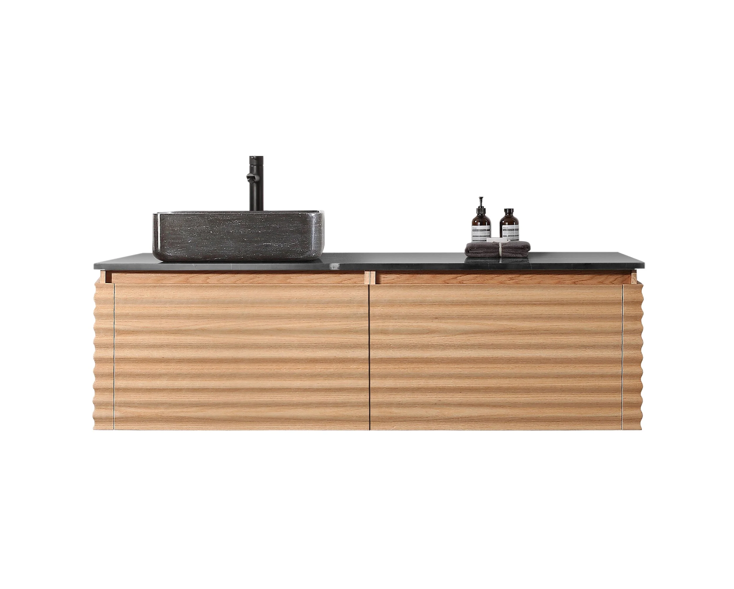 60" Maple Wall Mount Left Sink Vanity