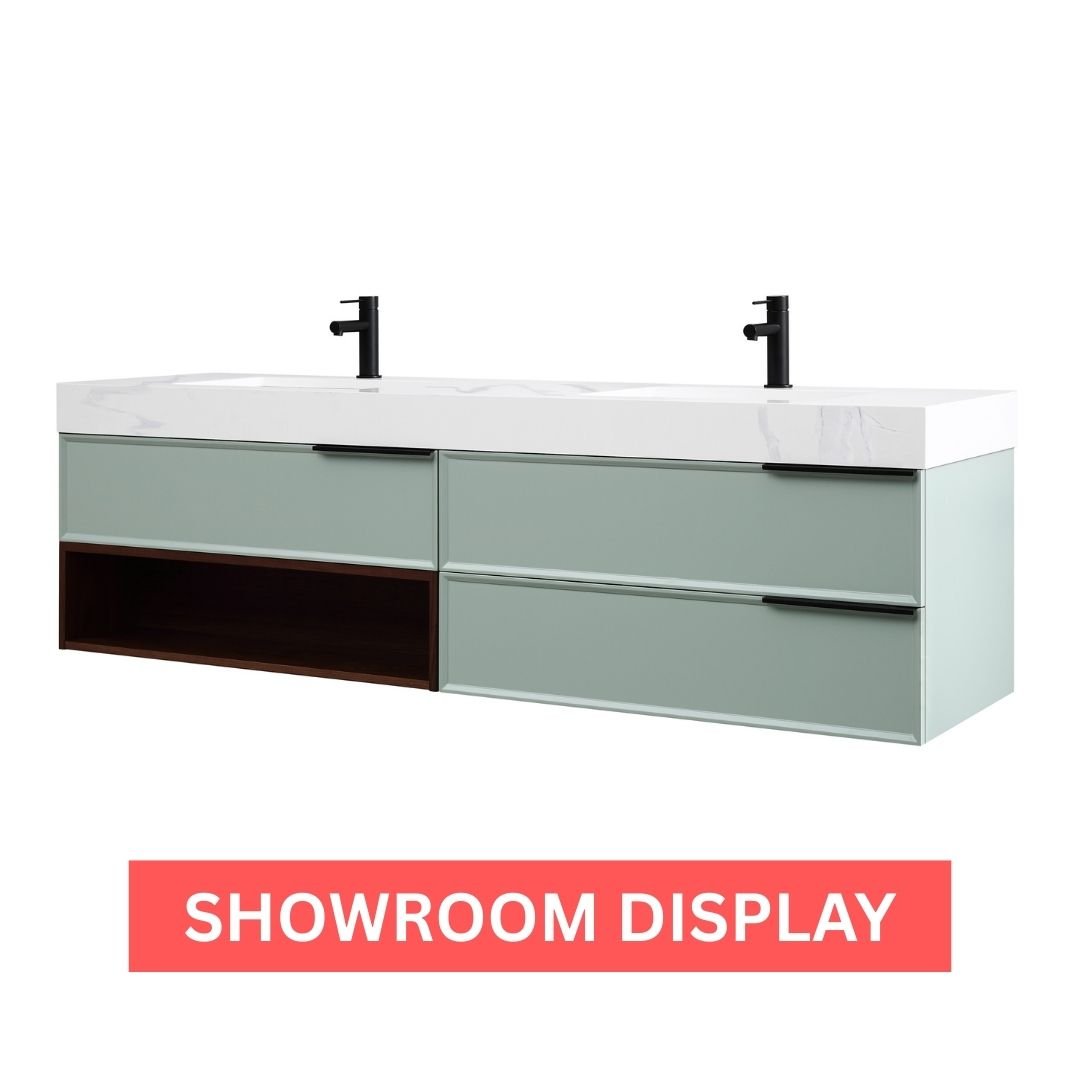 72” Aloe Green & Walnut Wall Mount Vanity