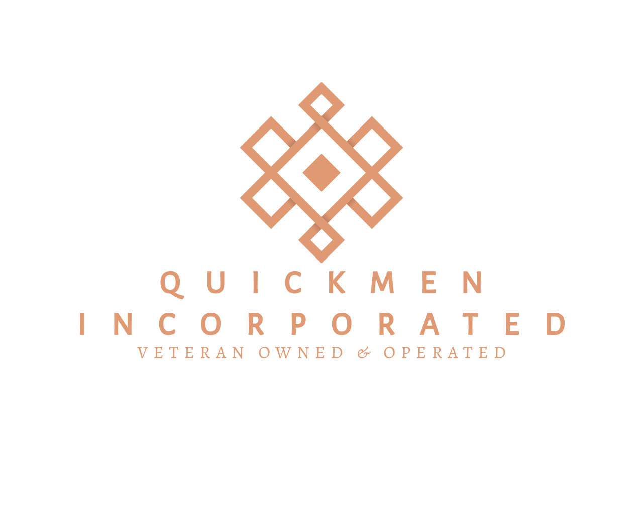 Logo for Quickmen Incorporated featuring a geometric design and text indicating it is a veteran owned and operated business.