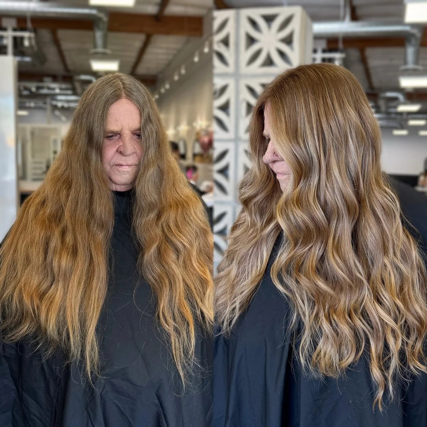 Does your hair feel heavy &amp; lifeless? 👀

See what happens when you combine the right color + the right haircut

Dimension breaks it up
Layers remove the weight
The blend brings it all together

This isn&rsquo;t just a haircut
This isn&rsquo;t ju