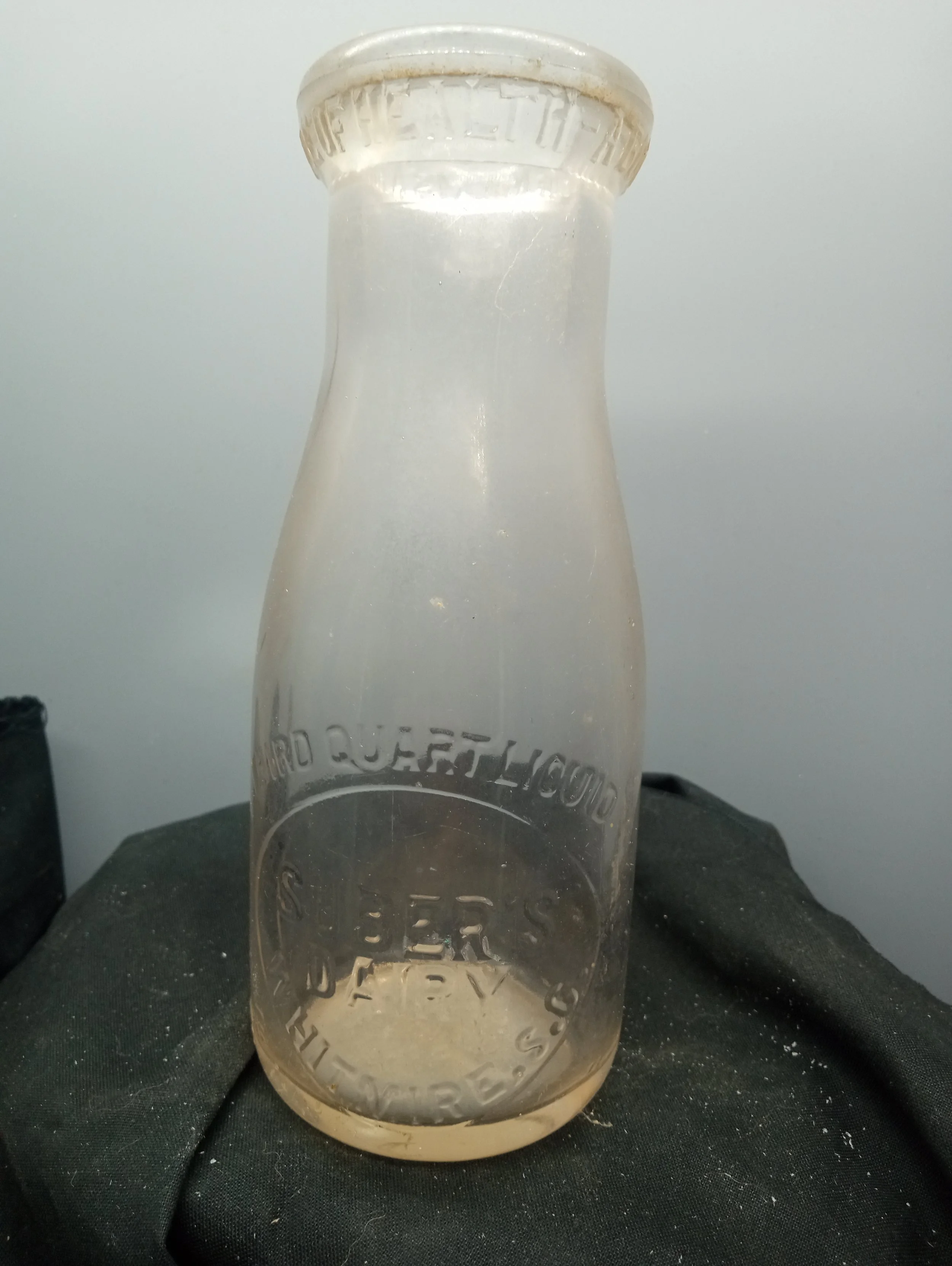 TOP - A BOTTLE OF MILK IS A BOTTLE OF HEALTH - FRONT - THIRD QUART LIQUID / SUBER'S / DAIRY / WHITMIRE, S.C.