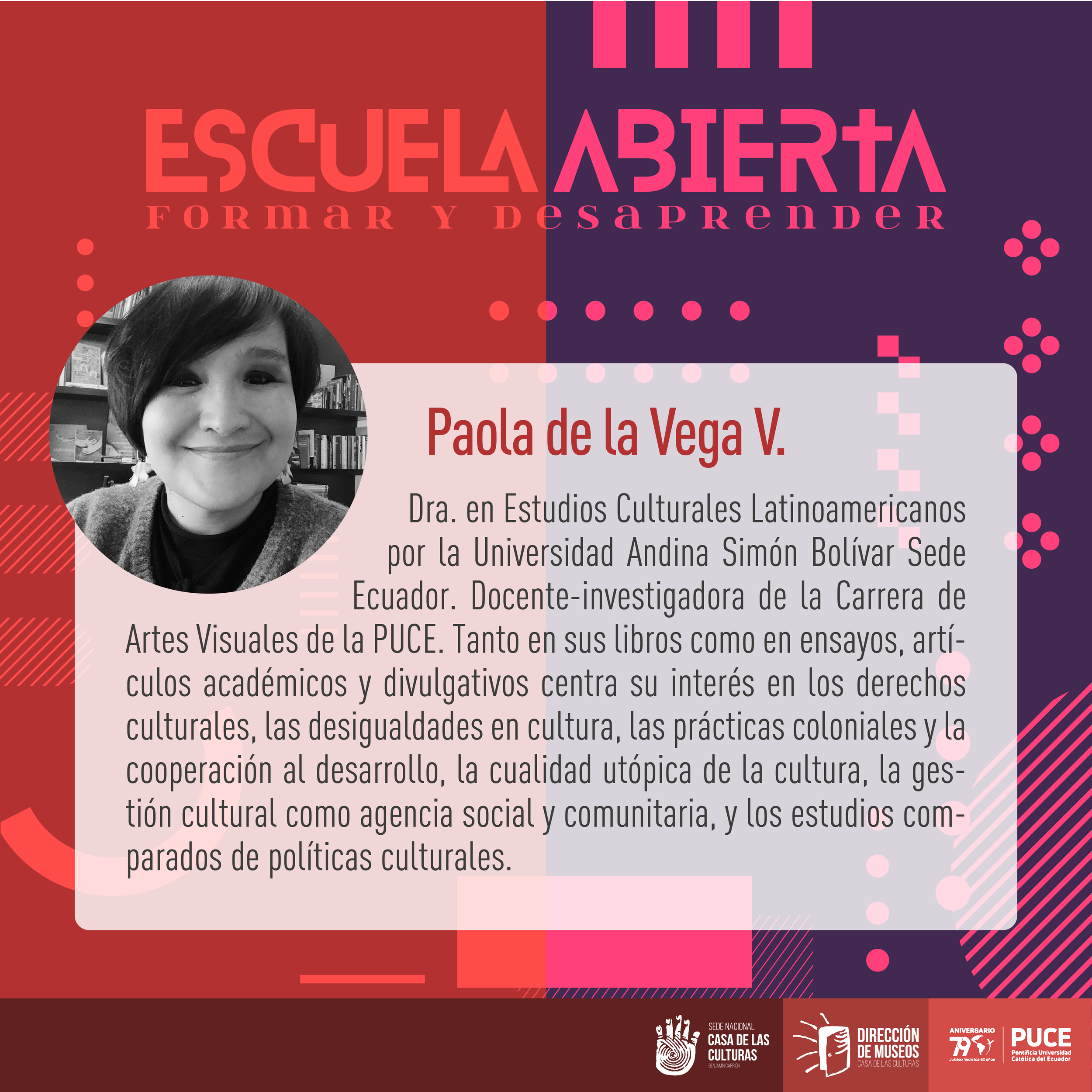       
  
    ¿En qué contextos institucionales sedesarrollan los proyectos de educación artística?   Paola de la Vega V.&nbsp;   Dra. en Estudios Culturales Latinoamericanos por la Universidad Andina Simón Bolívar Sede Ecuador. Docente-investigador