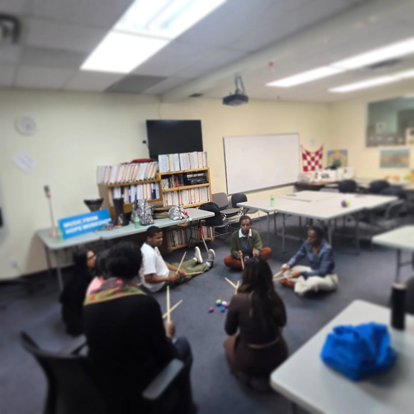 Music from hope facilitated music making workshop for adults . Part of our ongoing collaboration with Canadian center for the victim of torture in Toronto. @ccvt_toronto 