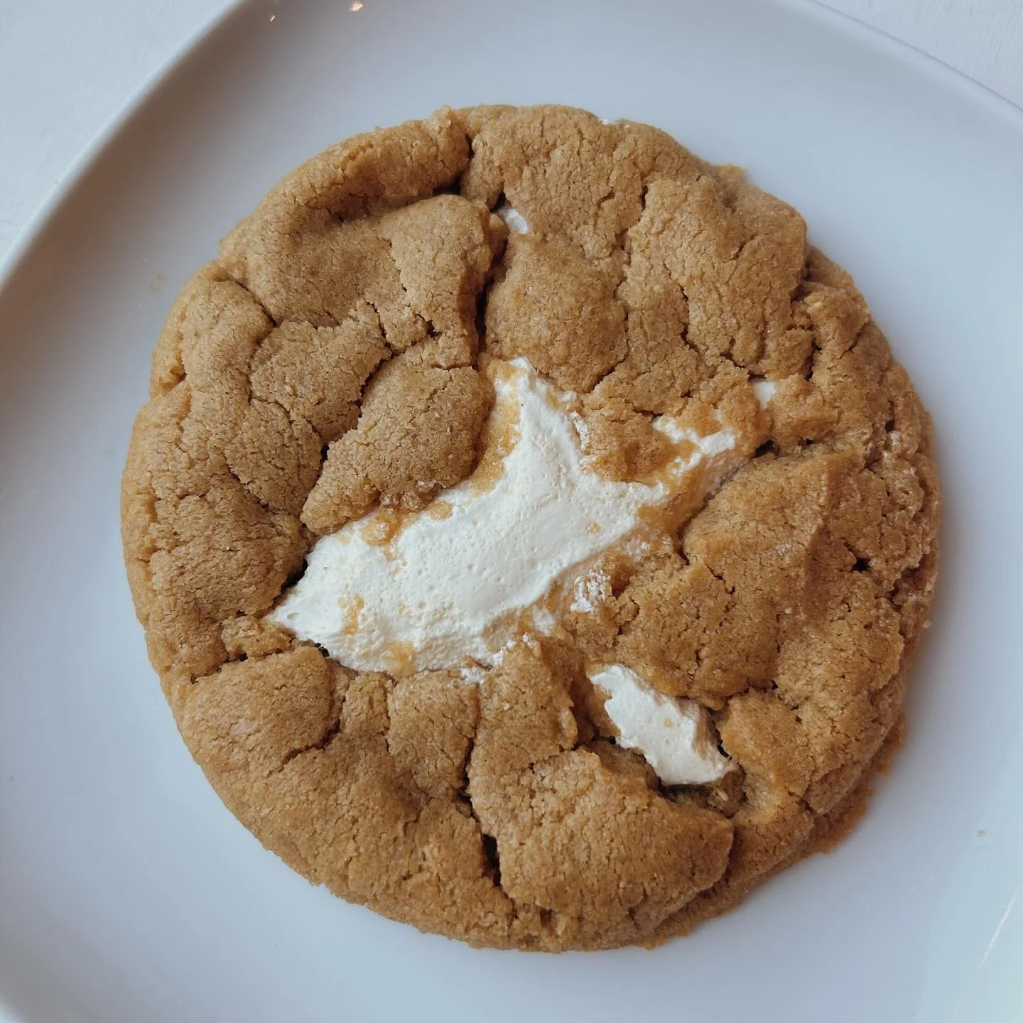 Fluffer Nutter. 
Out Classic Peanut Butter Cookie with Marshmallow.🤍

Available this week.