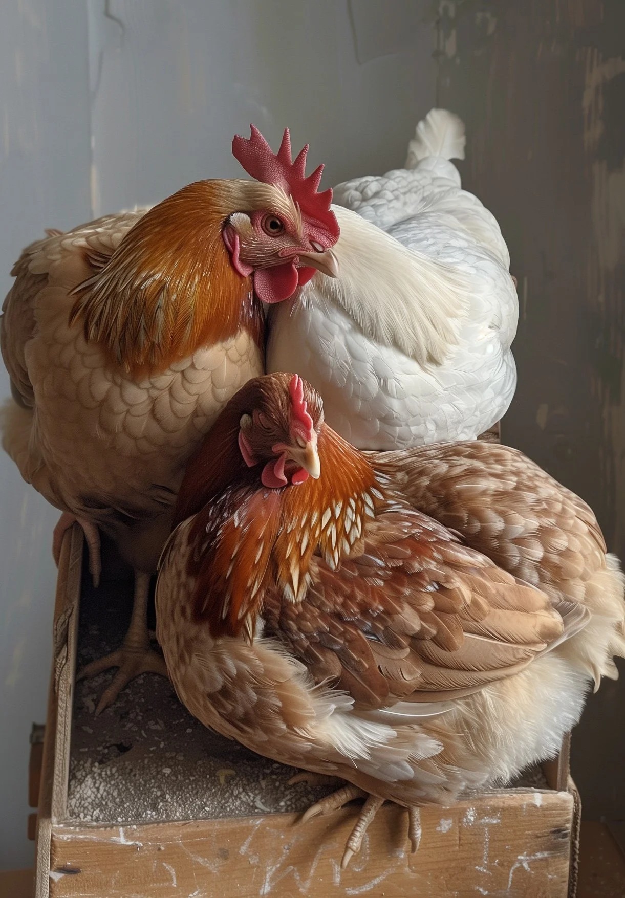 mrmelilli_Three_chickens_sitting_on_top_of_their_boxes_one_whit_0443670f-aa1d-42f0-84a8-714286134c70.jpg