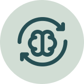 Illustration of a brain with circular arrows surrounding it, representing mental or cognitive processes.